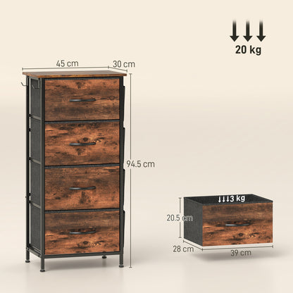 Balo Fabric And Metal Rustic Brown 4 Drawer Storage Chest
