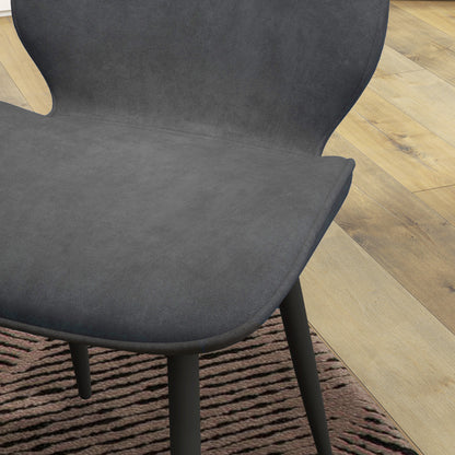 Lelori Velvet Grey Dining Chairs Set Of 2 With Metal Legs