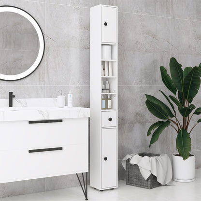 Lakeva Extra Tall Slim Bathroom Storage Cabinet With Multi Layer Internal Compartments White