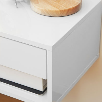 Veve Set Of 2 High Gloss White Floating Bedside Tables with Drawer and Shelf