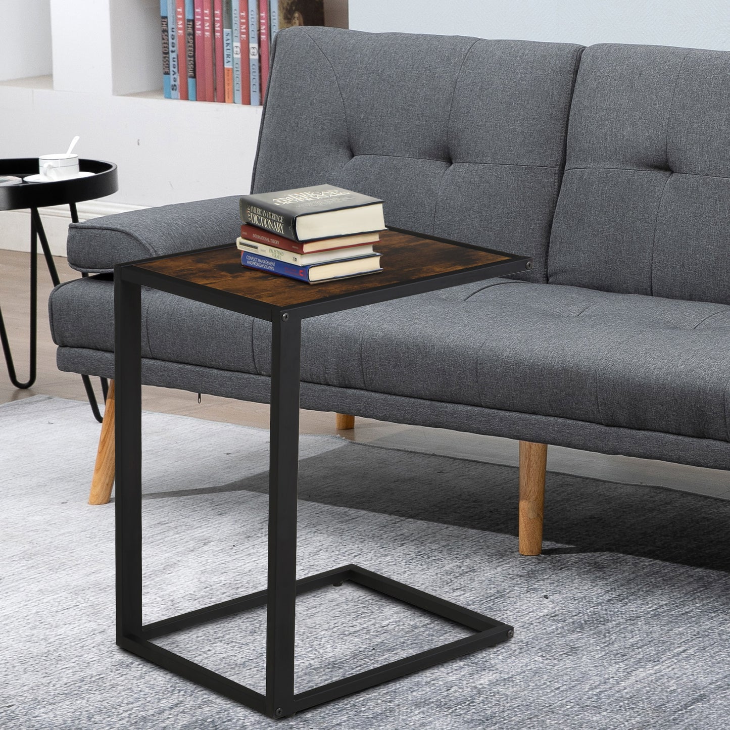 Yomifi Metal Brown And Black Sofa Side Table With Steel Frame