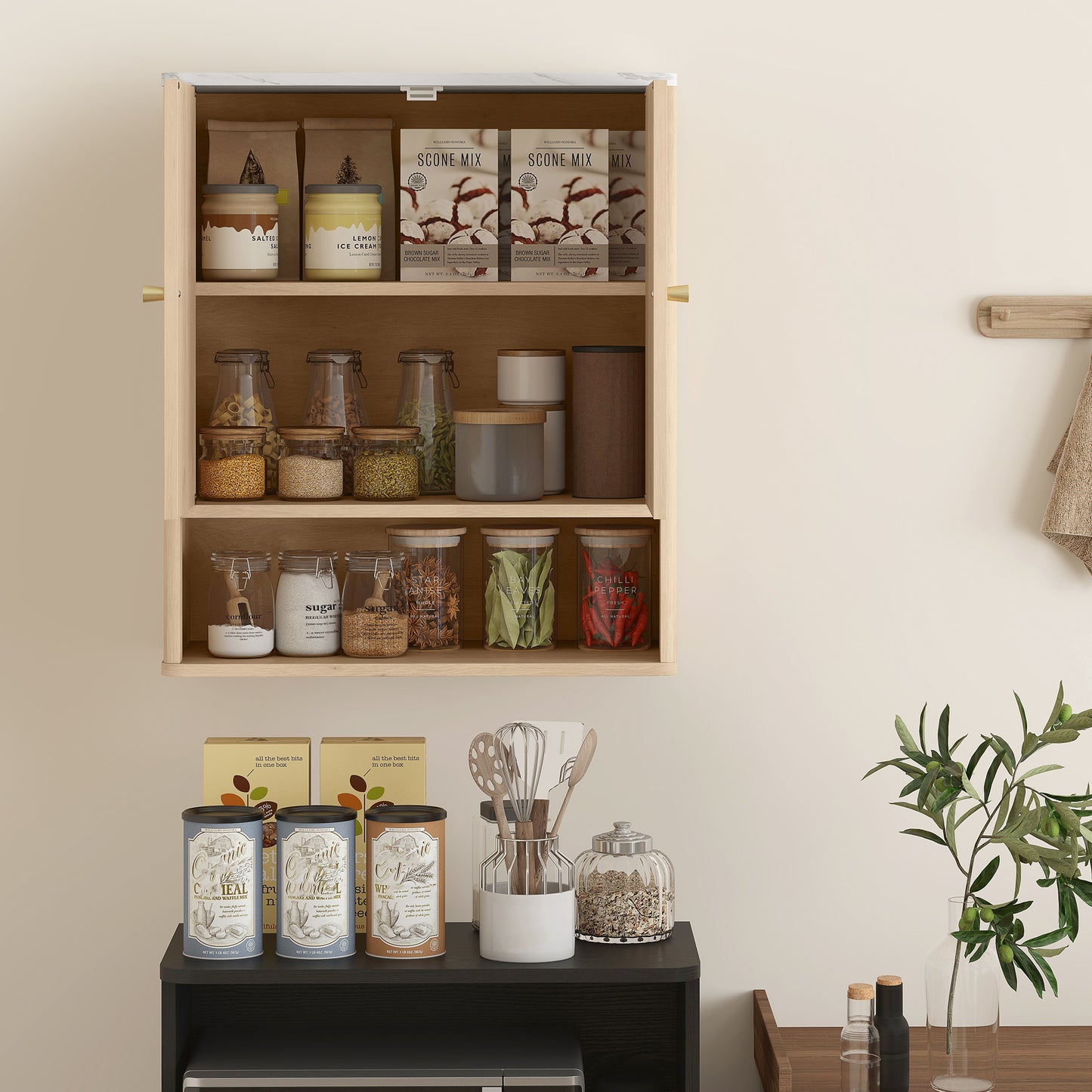 Nedo Wall Mounted Bathroom Storage Cabinet With Adjustable Shelving Oak Finish