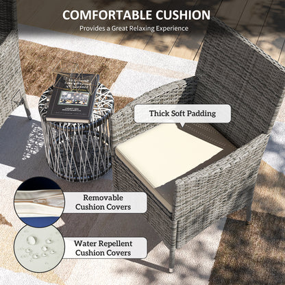 Ralifase Rattan Mixed Grey Garden Dining Chairs Set Of 2 With Cushions