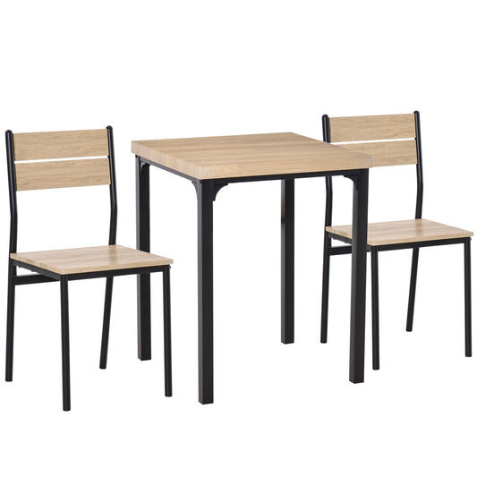 Lalara Wooden Light Wood Grain 3 Piece Compact Dining Set