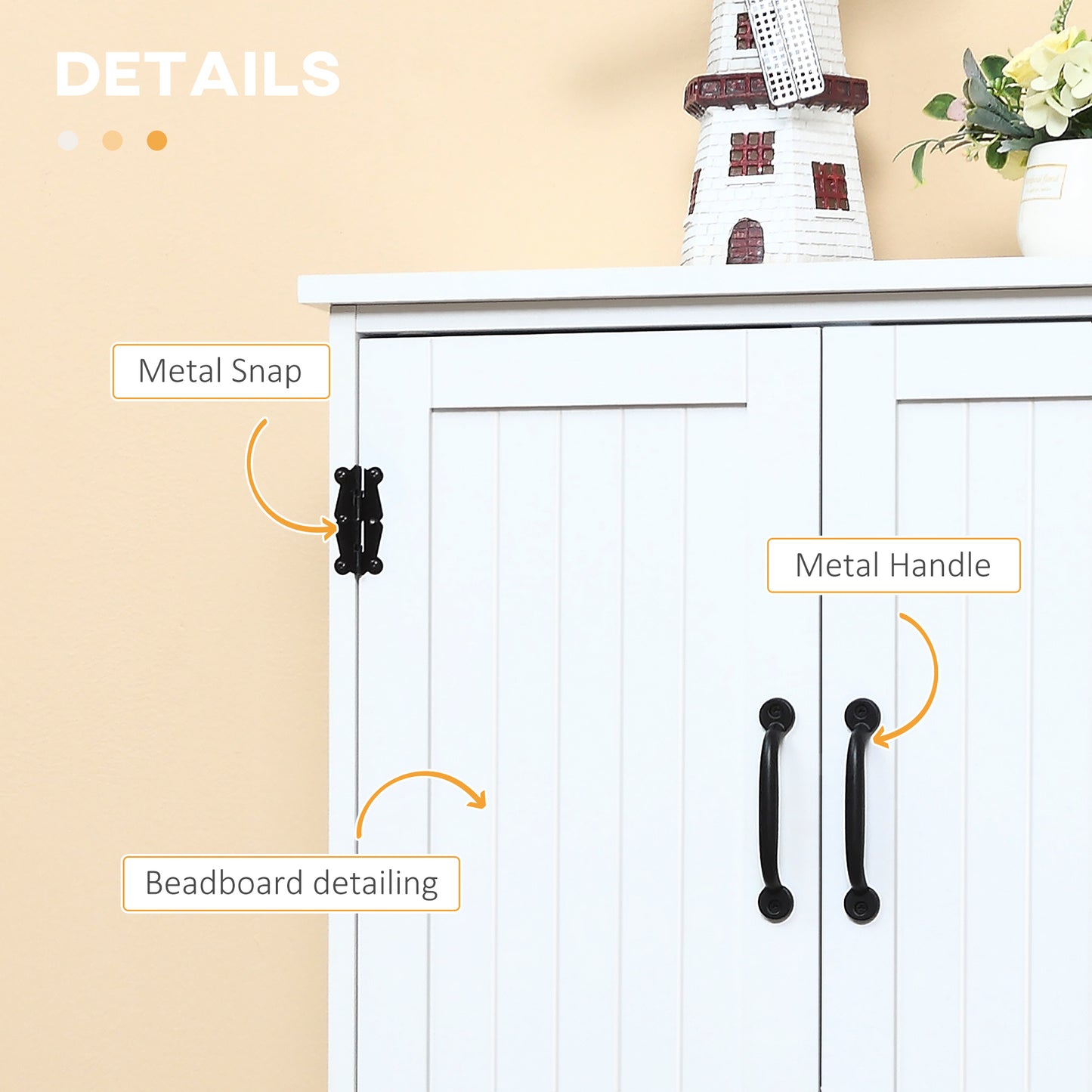 Rifa Wooden White Accent Storage Cabinet With Adjustable Shelves And Double Doors