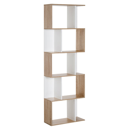 Soli Leco Wood Oak And White S ShaFauxd Freestanding Bookcase With 5 And 6 Tier Layout