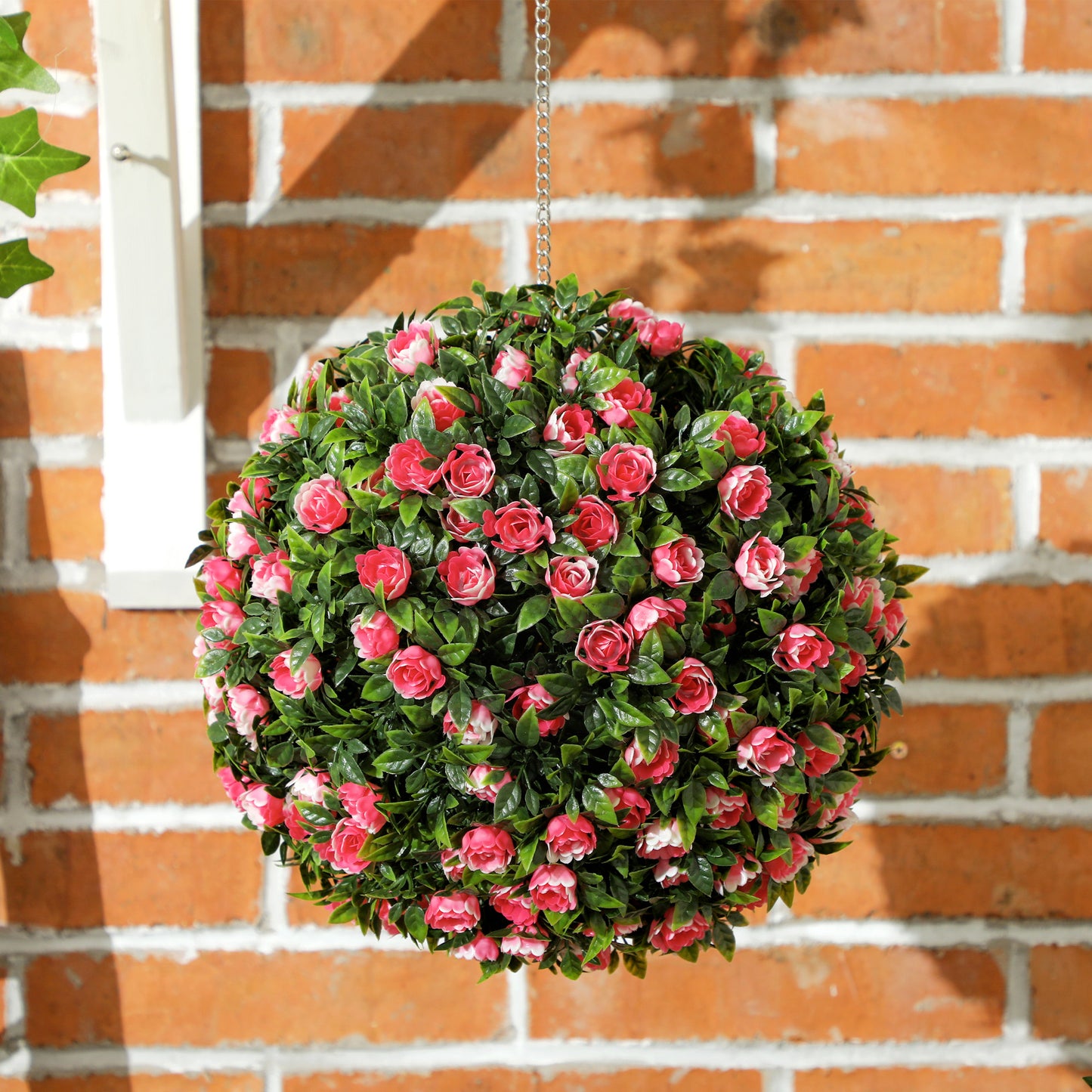 Colana Yoli Set Of 2 Artificial UV Resistant Rose Style Topiary Balls H8 28cm Pink