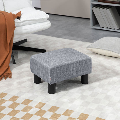 Nekael Linen Grey Cube Footstool With 4 Plastic Feet