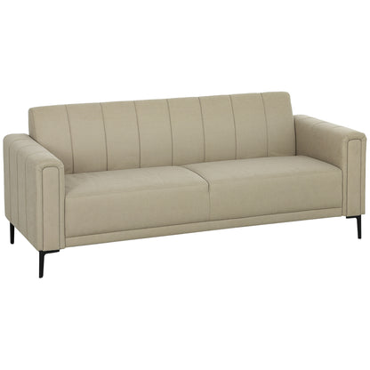 Marito Cream Upholstered 3 Seater Panel Tufted Sofa