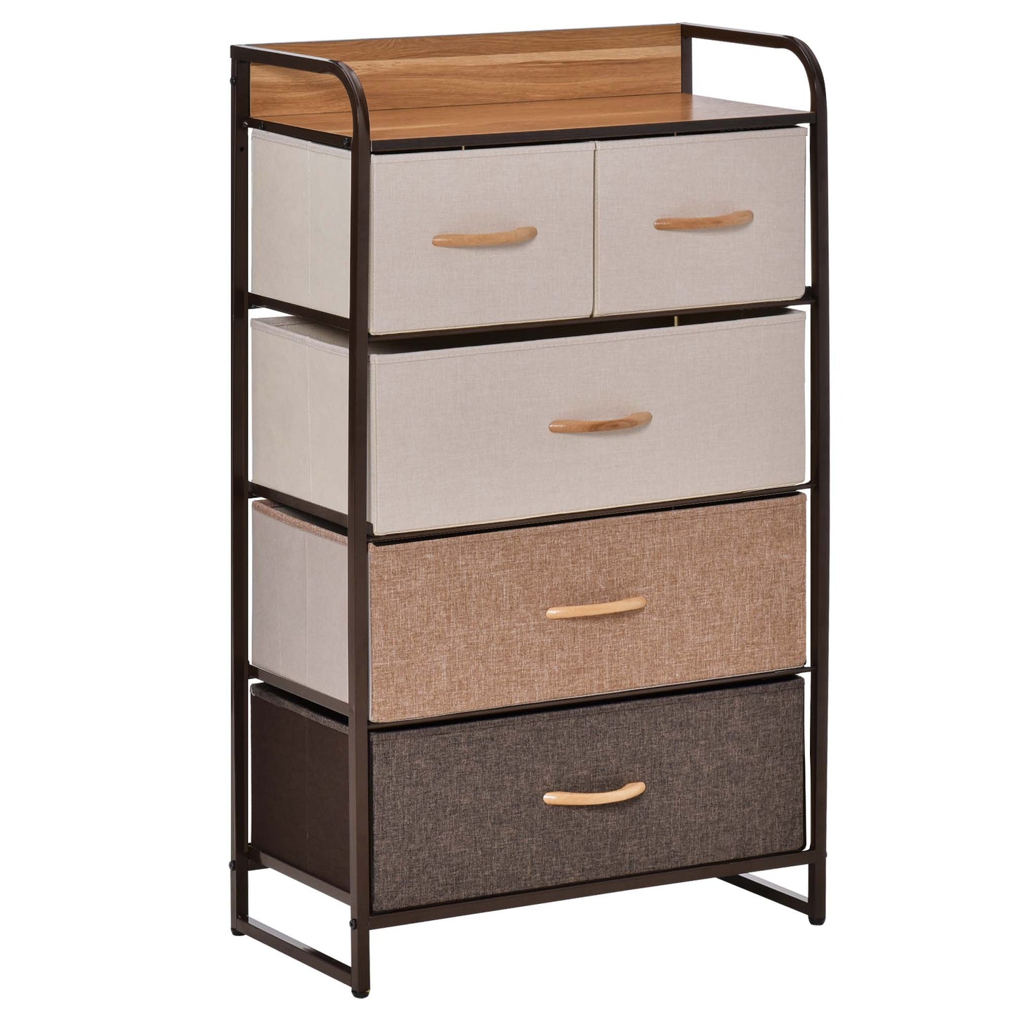 Neelvefa Metal And Wood Neutral Finish 5 Fabric Storage Drawer With Steel Frame