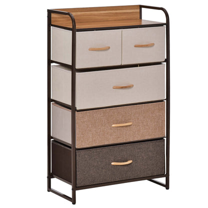 Neelvefa Metal And Wood Neutral Finish 5 Fabric Storage Drawer With Steel Frame