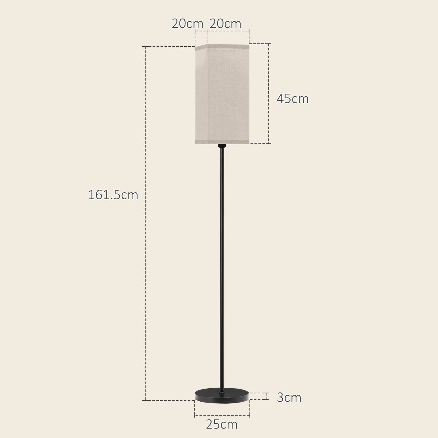 Sekafi Metal And Fabric Black Minimalist Floor Lamp With Linen Shade And Foot Switch