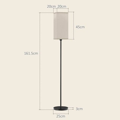 Sekafi Metal And Fabric Black Minimalist Floor Lamp With Linen Shade And Foot Switch