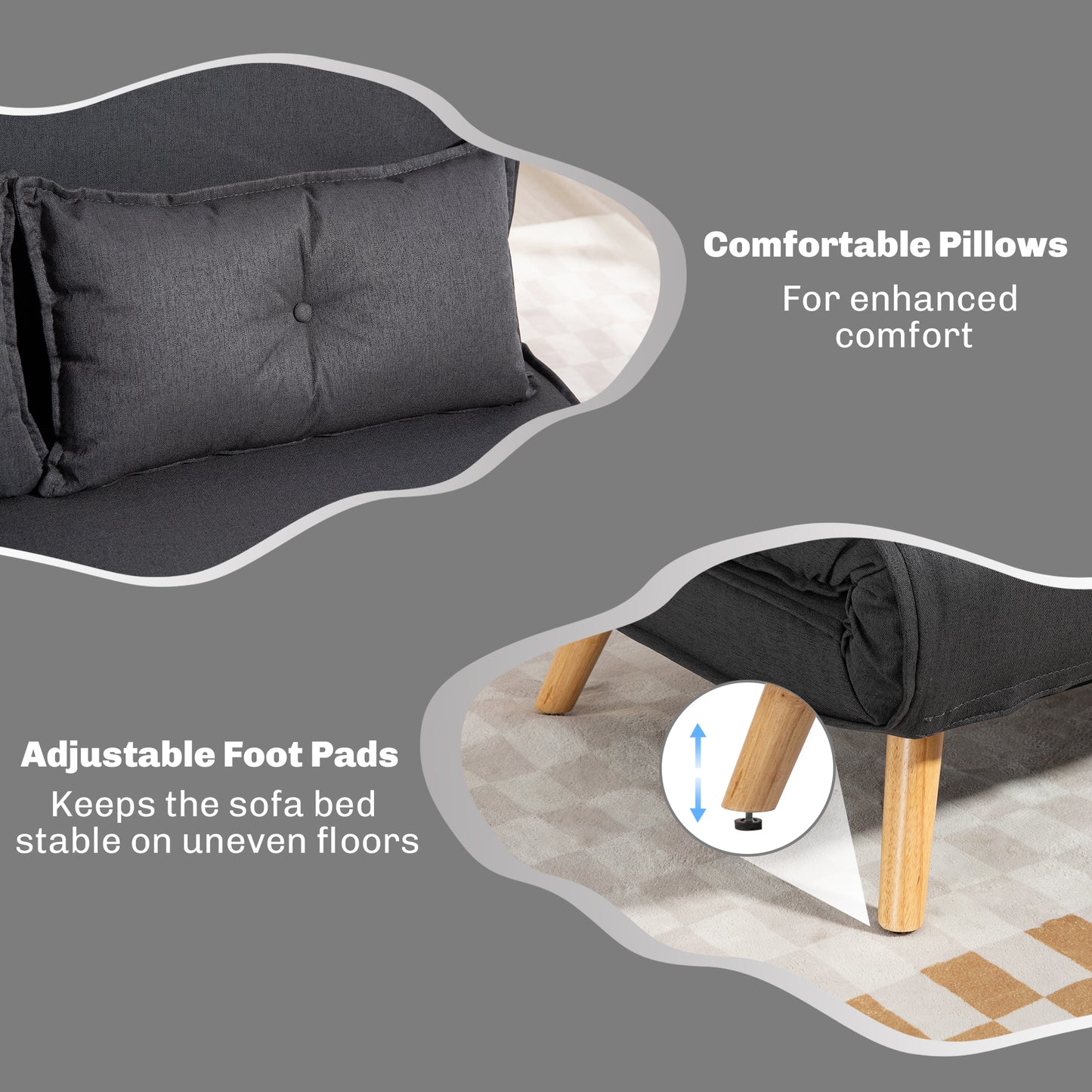 Faroco Linen Look Charcoal Grey 2 Seater Sofa Bed