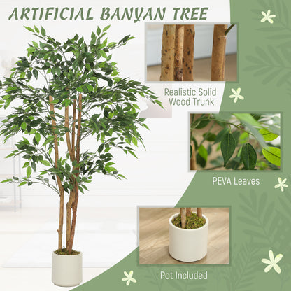 Faluta Artificial Ficus Style Tree With Solid Trunk Detail In Pot H8 150cm Green