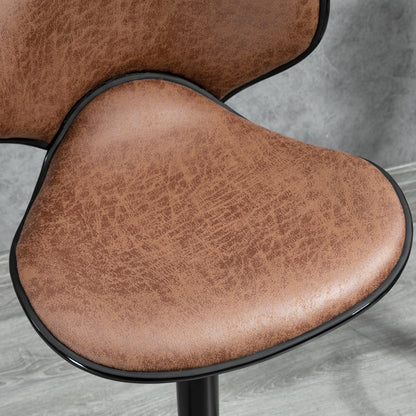 Bama Microfiber Brown Adjustable Swivel Bar Stools Set Of 2 With Armless Design
