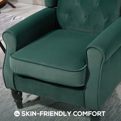 Dona Green Retro Wingback Accent Armchair With Diamond Button Tufted Upholstery