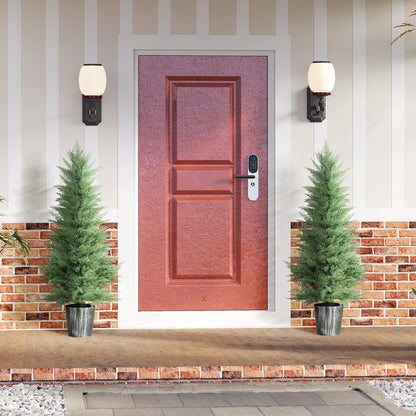 Reno Set Of 2 Artificial Cypress Style Trees With Decorative Pots For Indoor And Outdoor Use