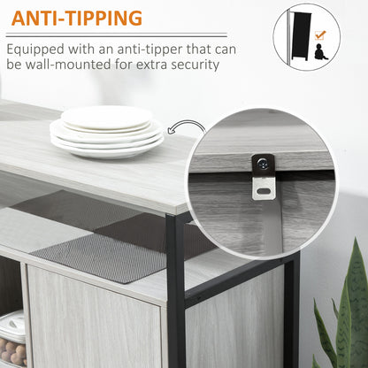 Vara Light Grey Sideboard with Steel Frame 2 Doors 4 Shelves