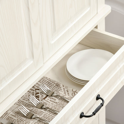 Tokeri Wooden Cream White Tall Kitchen Pantry Cabinet 4 Doors And Storage Shelves