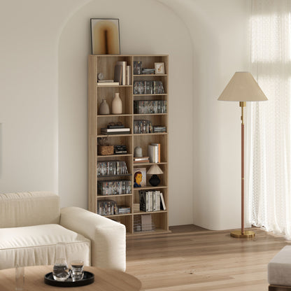 Karave Wood Natural Finish Tall Media Storage Tower With 640 Disc Capacity