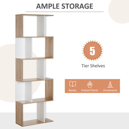 Soli Leco Wood Oak And White S ShaFauxd Freestanding Bookcase With 5 And 6 Tier Layout
