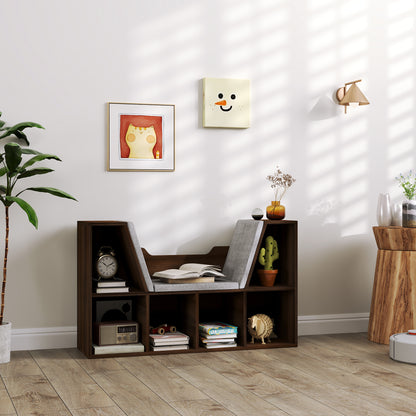 Elka Lado Wood Chestnut Cube Bookcase With Cushioned Reading Seat
