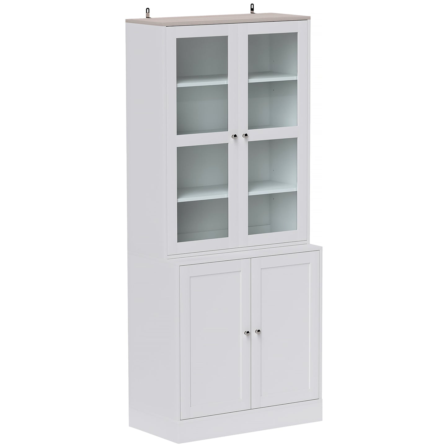 Salu Wood White Double Compartment Display Storage Cabinet
