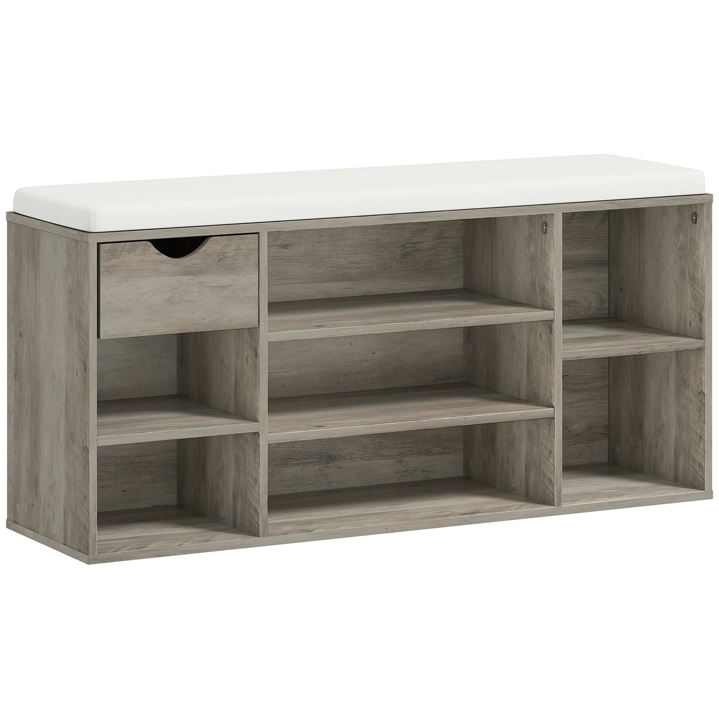 Neba Wooden Grey Shoe Storage Bench With Cushioned Seat
