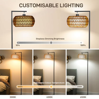 Modi Metal Black Boho Style Dimmable Floor Lamp