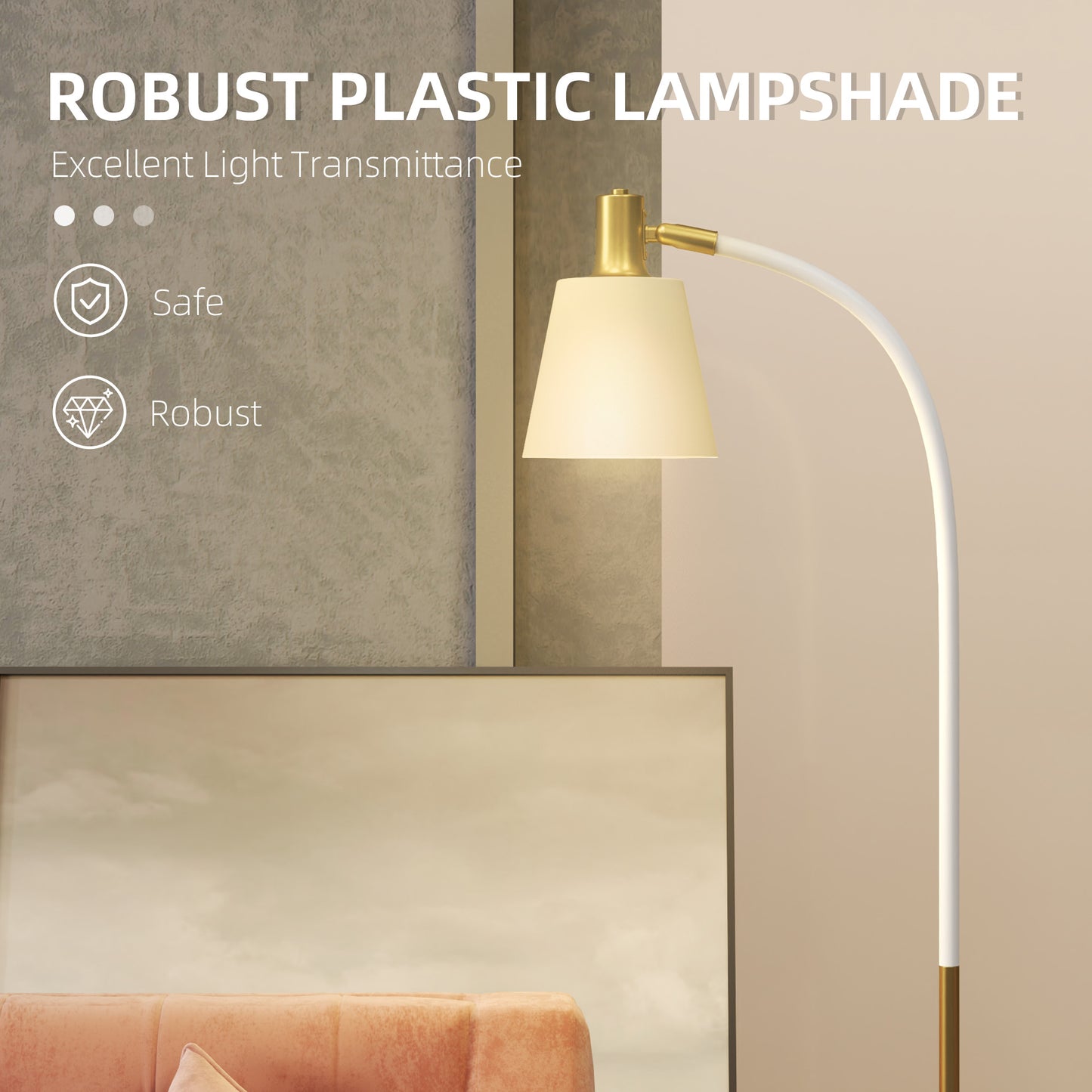 Nadino Metal White and Gold Adjustable Reading Floor Lamp With Spotlight Head