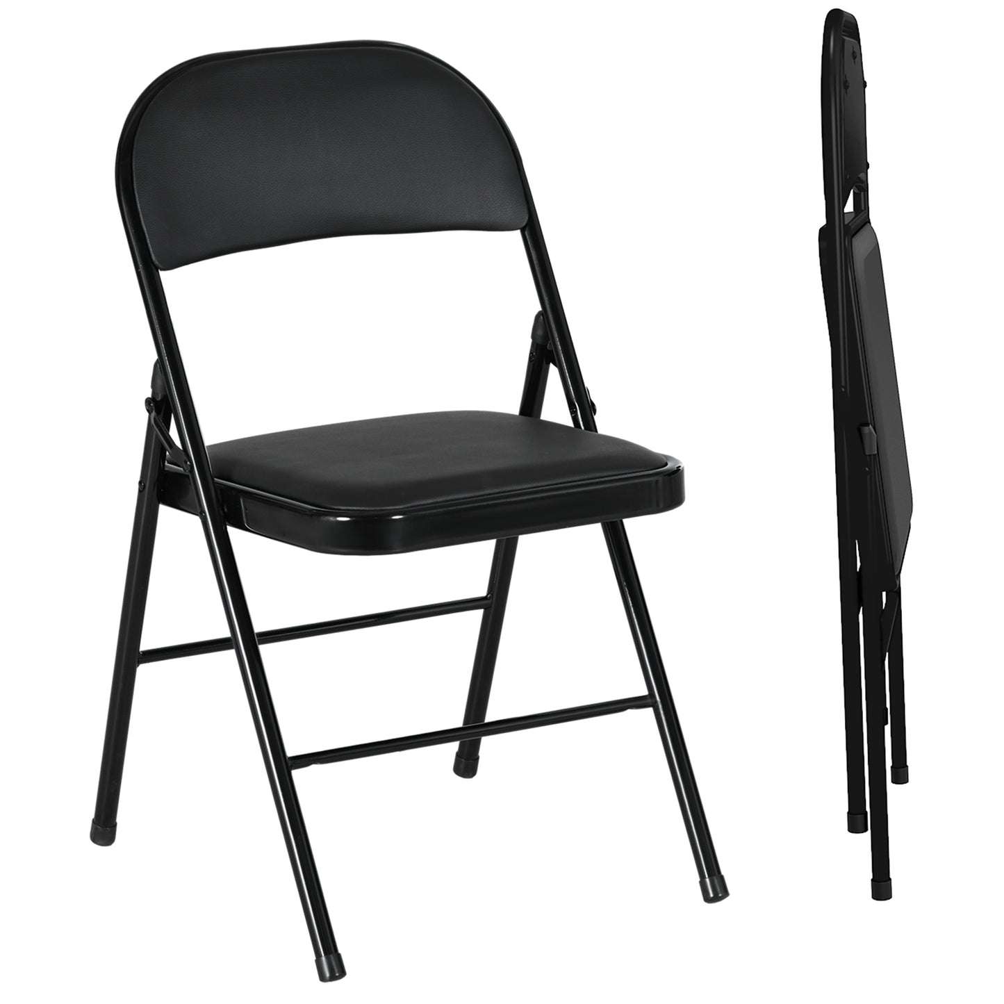 Dihaka Metal And Fabric Black Cushioned Folding Chairs Set Of 2