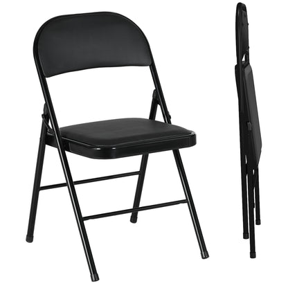 Dihaka Metal And Fabric Black Cushioned Folding Chairs Set Of 2