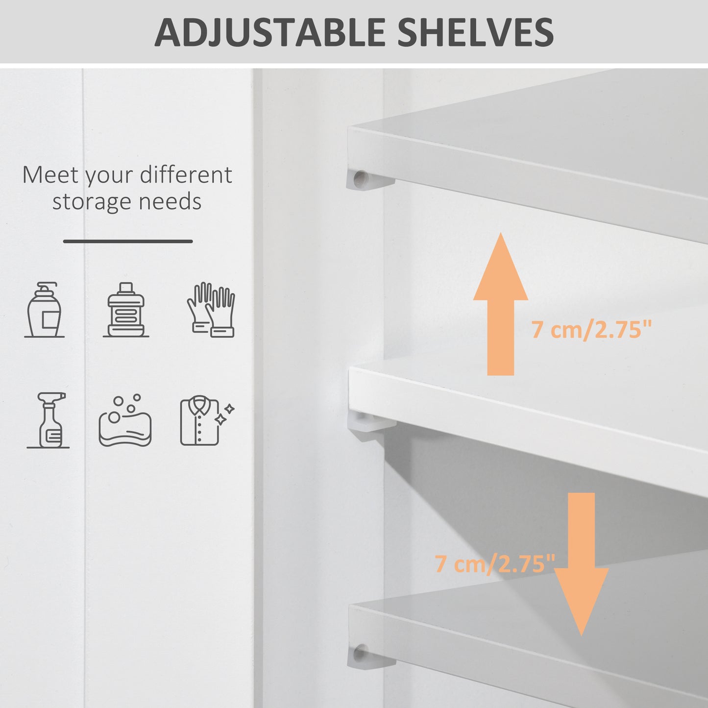 Sore Neco Freestanding White Bathroom Storage Unit With 2 Drawers And Adjustable Shelving
