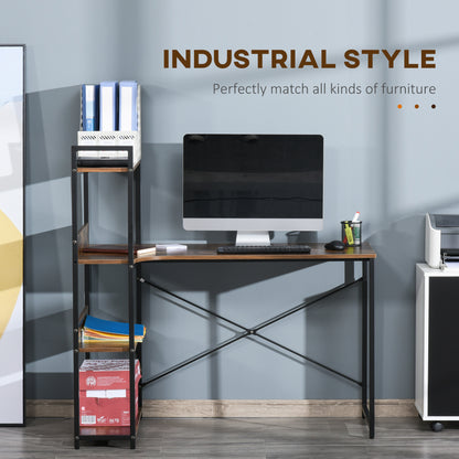 Ranasa 120cm Metal And Wooden Rustic Brown Industrial Desk With Storage Shelves