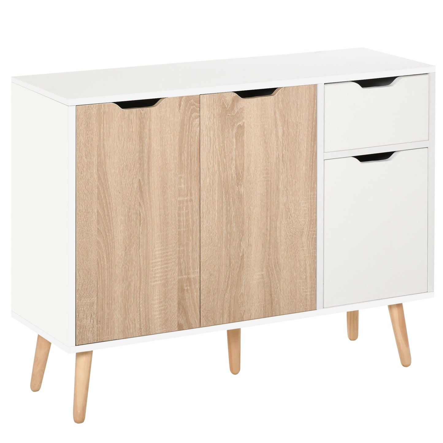 Surinam Natural Wood Floor Standing Sideboard With 3 Storage Drawers 2 Doors