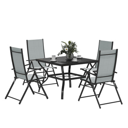 Mattilo 4 Seater Light Grey Mesh and Black Steel Frame Dining Set