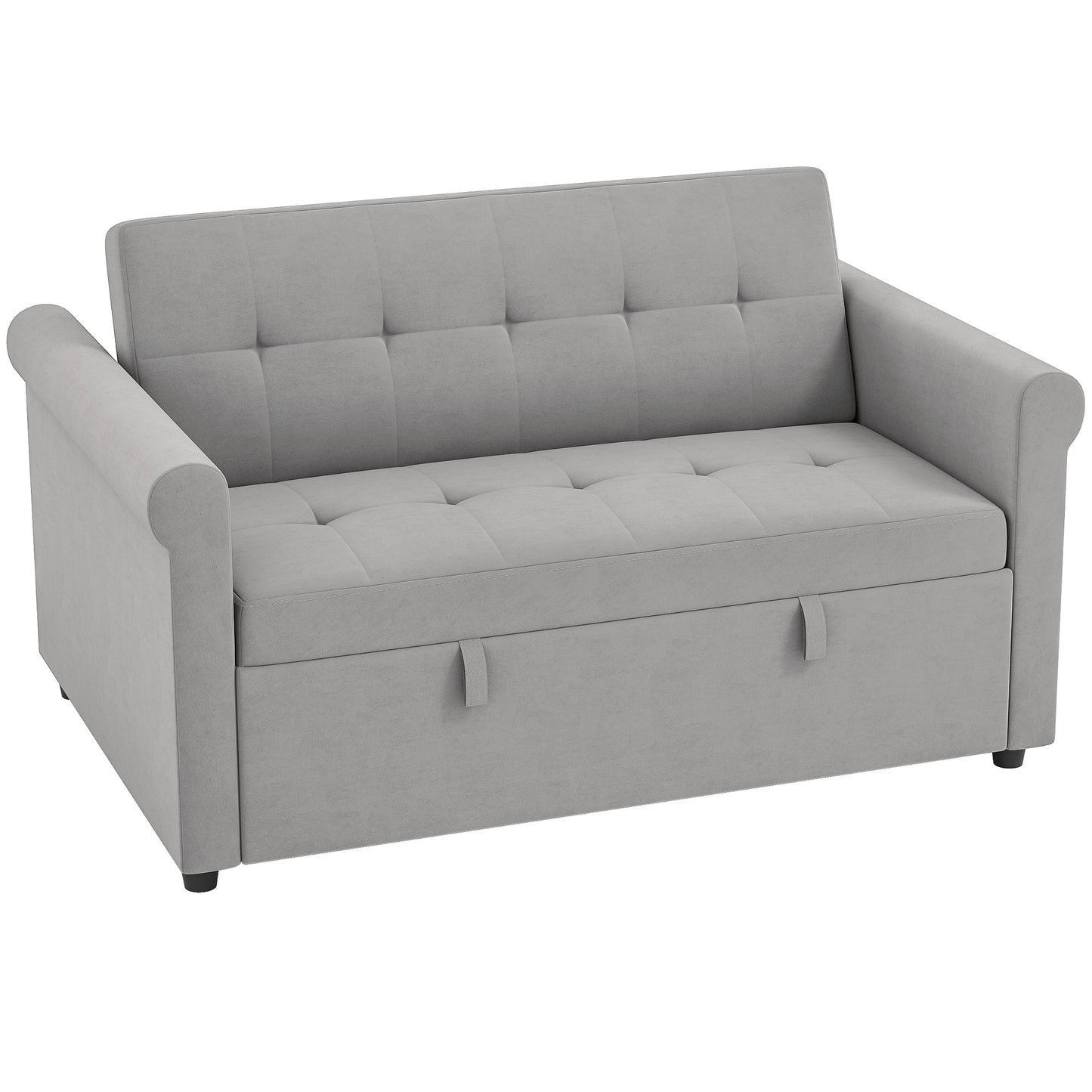 Rekano Velvet Grey 2 Seater Sofa Bed With Tufted Upholstery