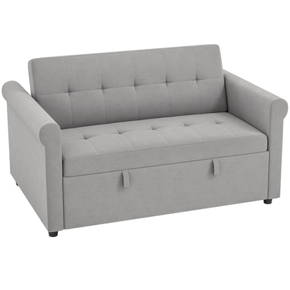 Rekano Velvet Grey 2 Seater Sofa Bed With Tufted Upholstery