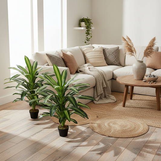 Baketto Set Of 2 Artificial Dracaena Style Plants For Interior Spaces