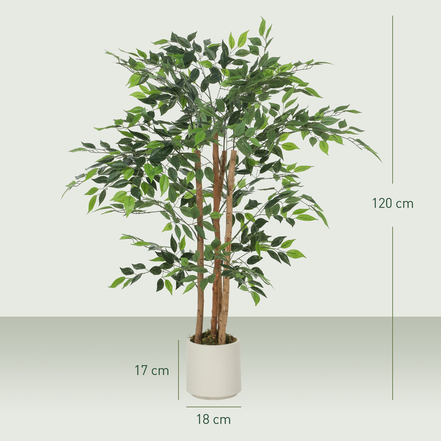 Rokalo Artificial Ficus Style Tree With Solid Trunk Detail In Pot 120cm Green
