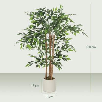 Rokalo Artificial Ficus Style Tree With Solid Trunk Detail In Pot 120cm Green