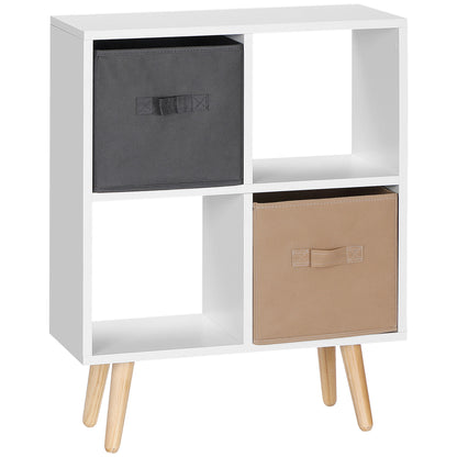 Momo Wooden Neutral Finish 4 Cube Storage Unit With 2 Fabric Drawers