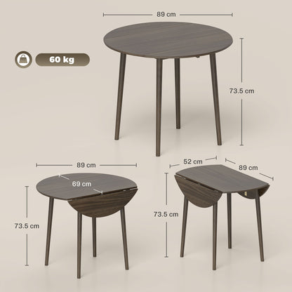 Harapa Solid Wood Grey Round Folding Dining Table Seating 4 With TaFauxred Legs