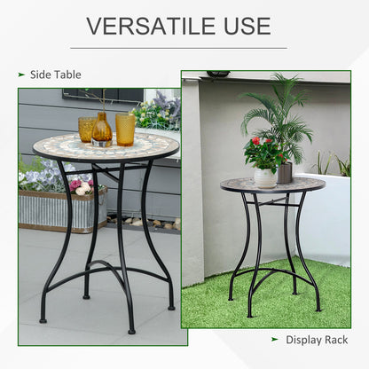 Nafiro Metal Green Round Mosaic Outdoor Patio Bistro Table