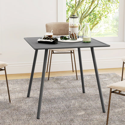 Ledisu 80cm Steel Grey Square Outdoor Dining Table With Slatted Top For 4