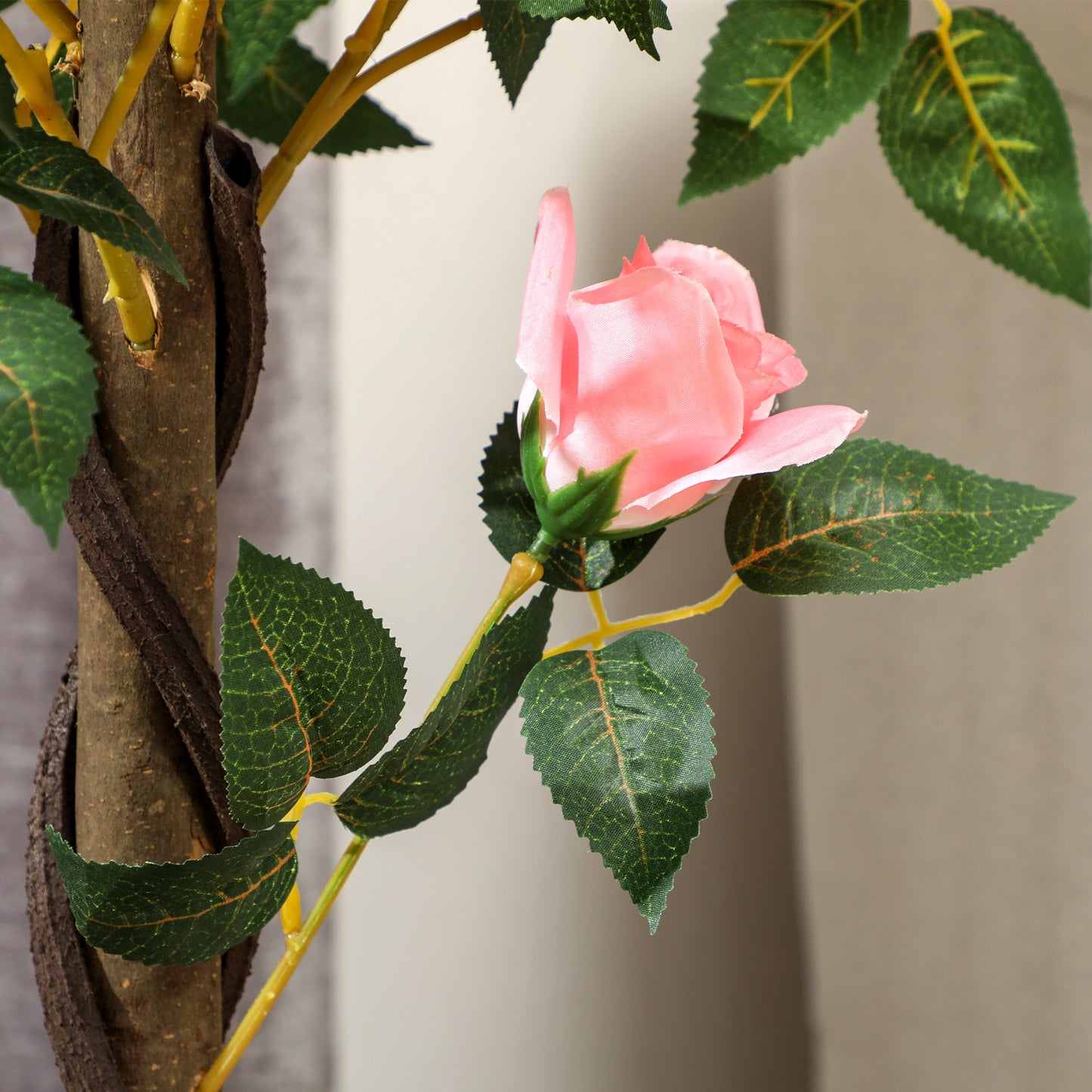Semoco Set Of 2 Artificial Pink Rose Floral Plants In Pots H8 90cm