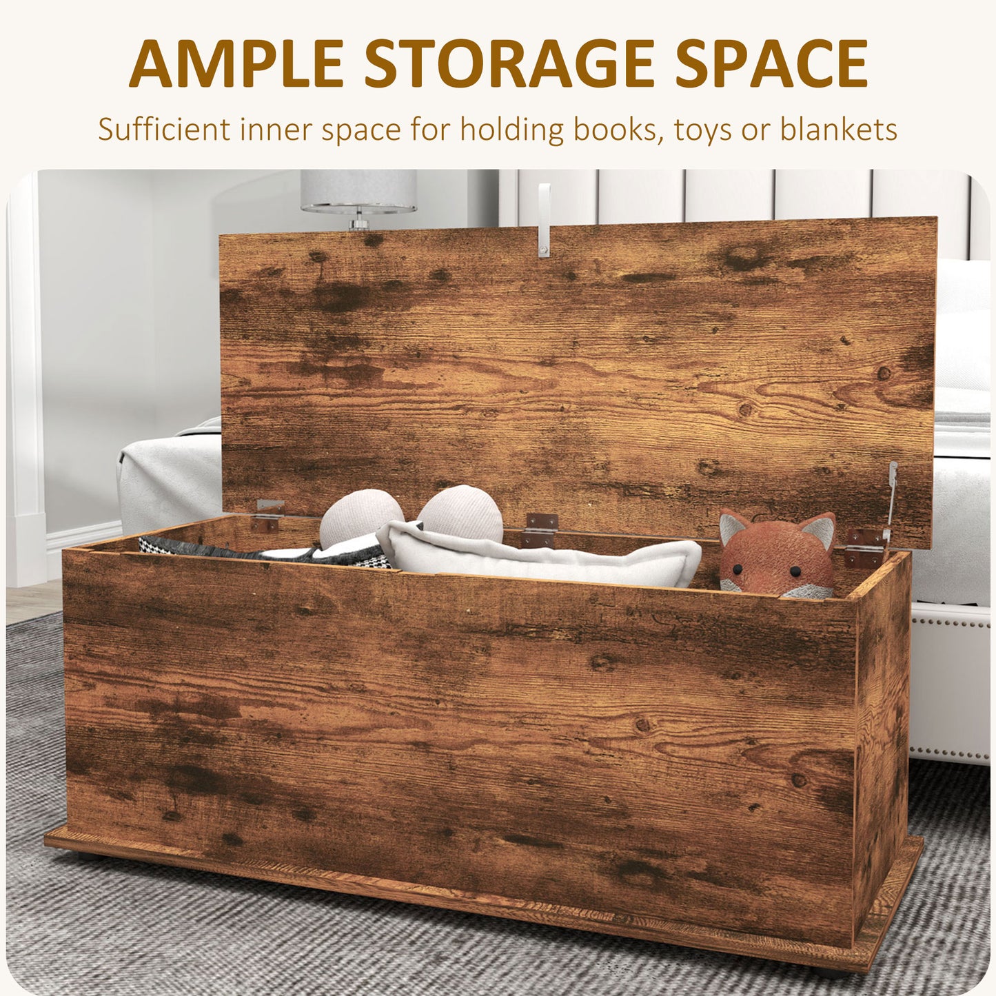 Nomo Malu Rustic Brown Storage Trunk With Flip Top Lid Safety Hinges
