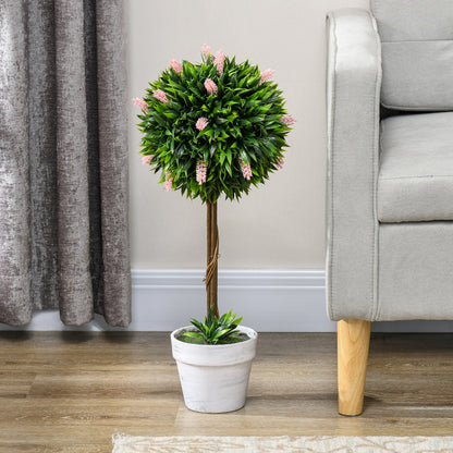Yodina Set Of 2 Artificial Flower Ball Trees In Pink With Pots For Indoor And Outdoor Styling 60cm