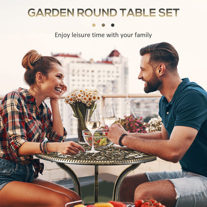 Bava Cast Aluminium Bronze 3 Piece Garden Bistro Set With Parasol Hole Round Table